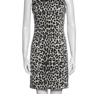 Michael Kors Leopard Print Dress Size L concealed back zipper with back slit.